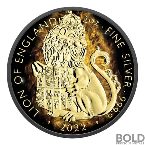 2022 Tudor's Beasts Burning Lion 2 oz Silver