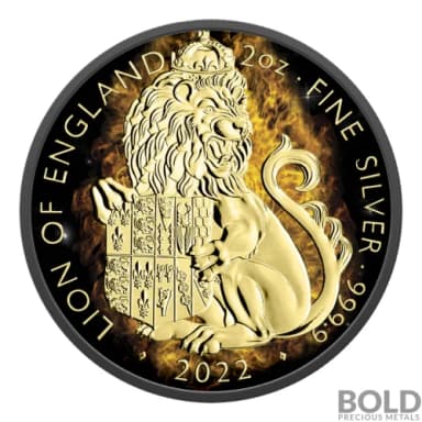 2022 Tudor's Beasts Burning Lion 2 oz Silver