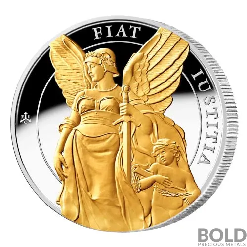 2022 St Helena Queen's Virtues: Justice 1 oz Silver Gilded Proof
