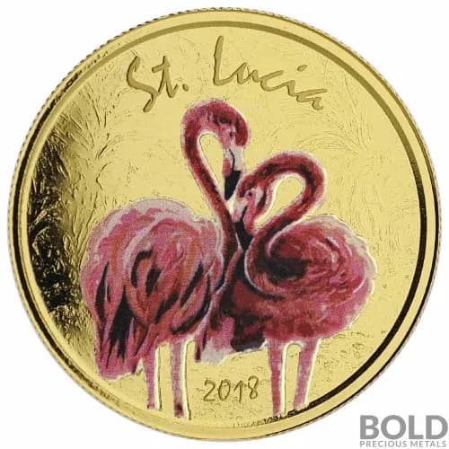 2018 Gold 1 oz St. Lucia Flamingo Coin Proof (Colored)