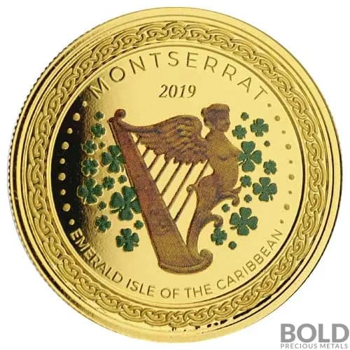 2019 Gold 1 oz Montserrat Emerald Isle Coin Proof (Colored)