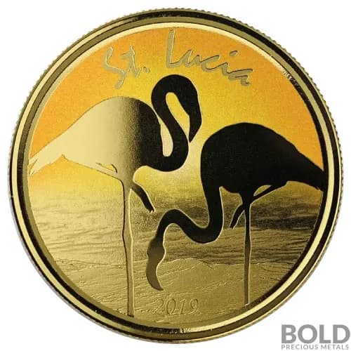 2019 Gold 1 oz St. Lucia Flamingo Coin Proof (Colored)
