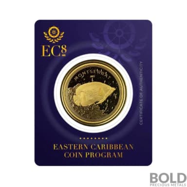 2021 Gold 1 oz Montserrat Angelfish Coin BU