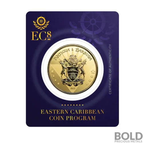 2022 Gold 1 oz Antigua & Barbuda Coat of Arms Coin BU