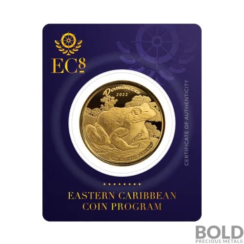 2022 Gold 1 oz EC8 Dominica Mountain Chicken Coin BU