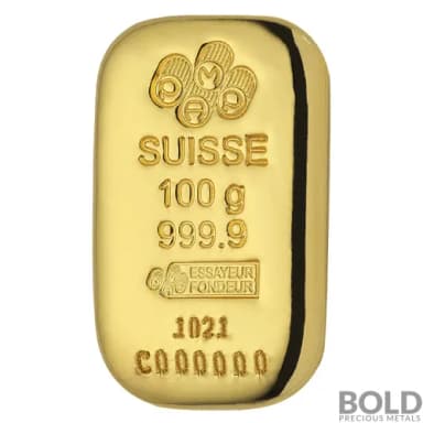 Gold 100 Gram PAMP Cast Bar