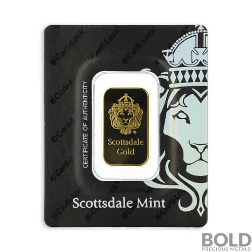 Gold 2 Gram Scottsdale Lion Bar