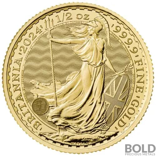 2023 Gold 1/2 oz British Royal Mint Britannia King Charles III BU