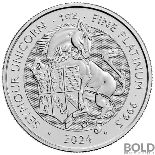 2024 1 oz British Tudor Beasts: Seymour Unicorn Platinum Coin (BU)