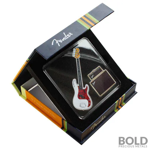 2023 Silver 2 oz Solomon Islands Fender Precision Bass Guitar & Bassman Amp 2-Coin Set