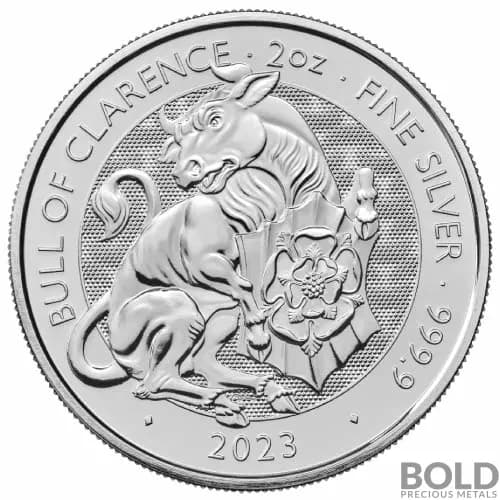 2023 Silver 2 oz Great Britain Tudor Beasts: Bull of Clarence BU Coin