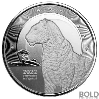 2022 Silver 1 oz Republic of Ghana African Leopard BU Coin