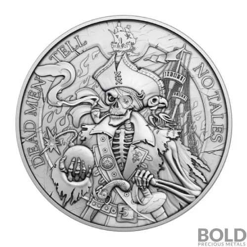 Silver 1 oz Pirates: Dead Men Tell No Tales Round BU