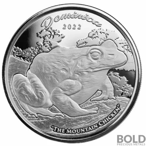 2022 Silver 1 oz EC8 Dominica Mountain Chicken Coin BU