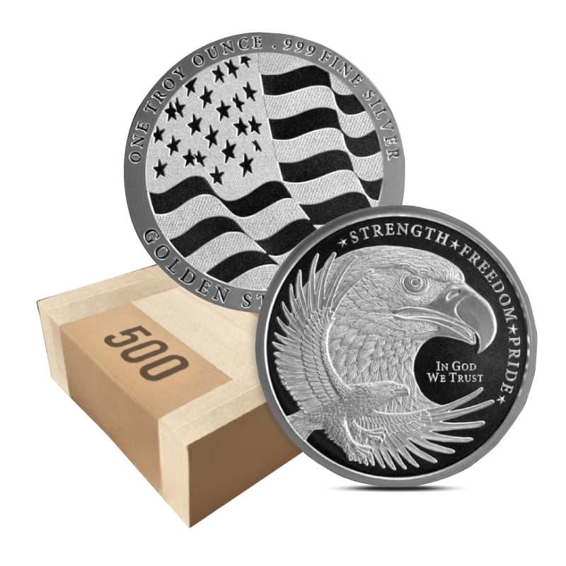 1 oz Golden State Mint Eagle Silver Round - Box of 500