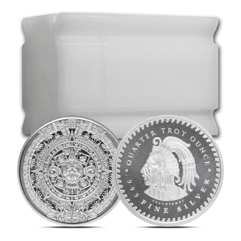 1/4 oz Aztec Calendar Silver Round .999 Fine (Tube of 20)