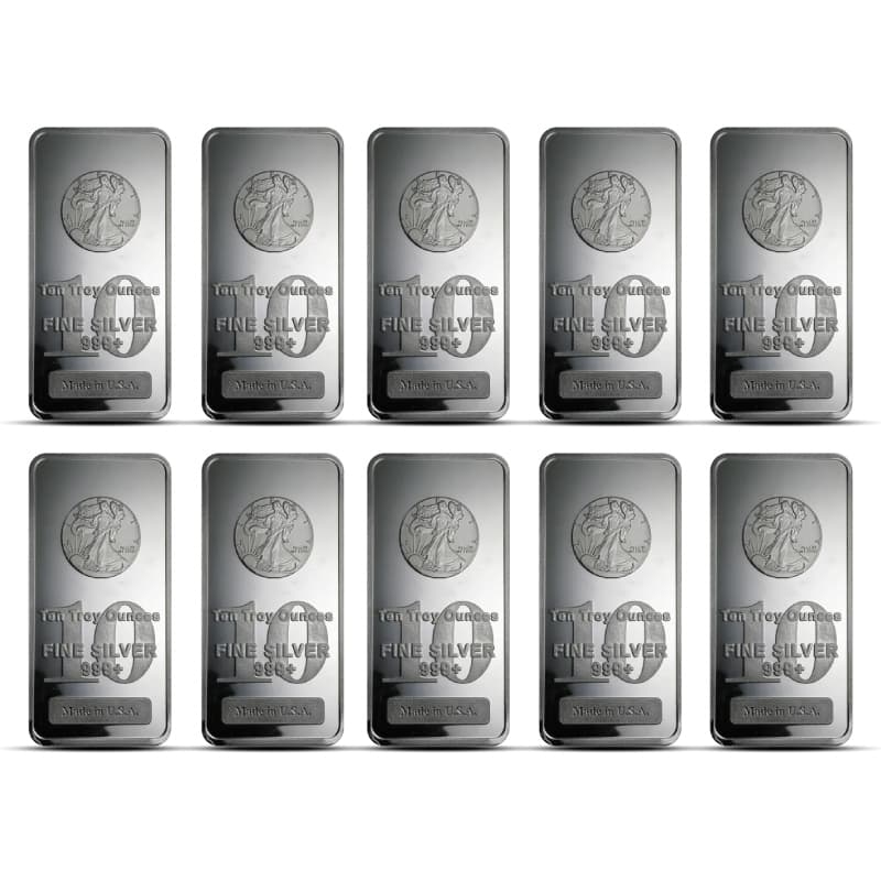 Highland Mint 10 oz Walking Liberty Silver Bar - Lot of 10