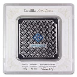 Silver 100 Gram Geiger Edelmetalle Square Bar (Original)